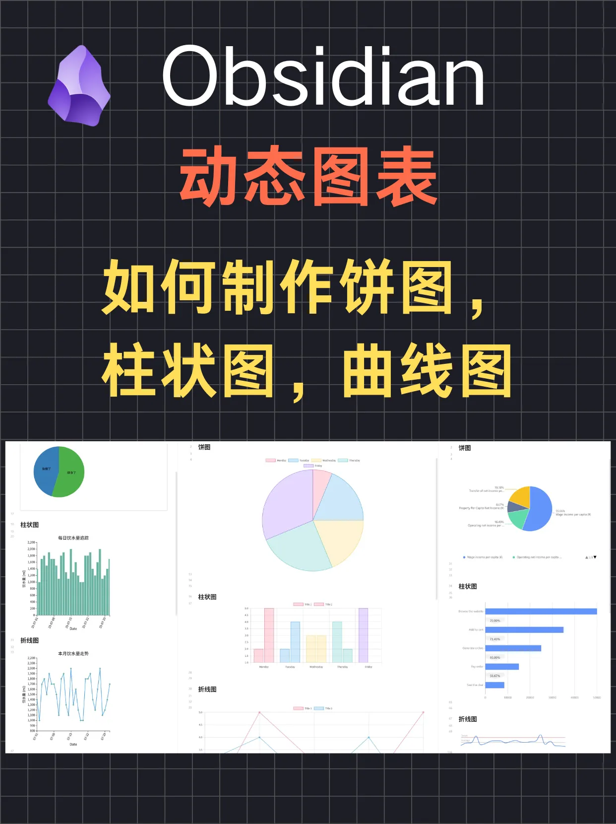 Obsidian数据可视化 | 如何制作饼图，柱状图，曲线图。从0打造你的个人数据仪表盘封面